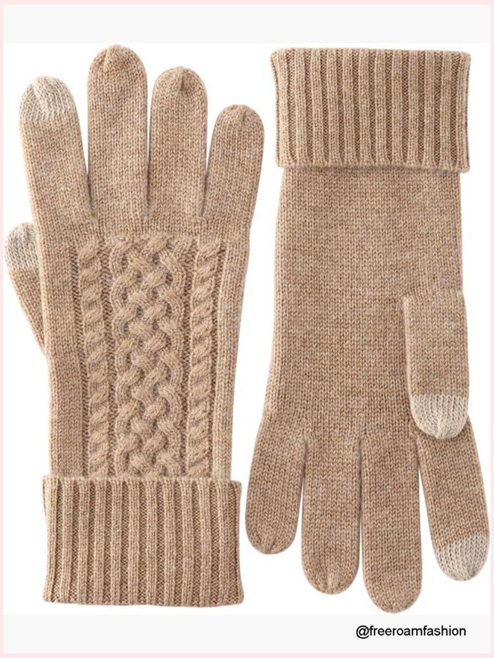 Women's Cashmere Touchscreen Gloves Long Ribbed Cuffs Winter